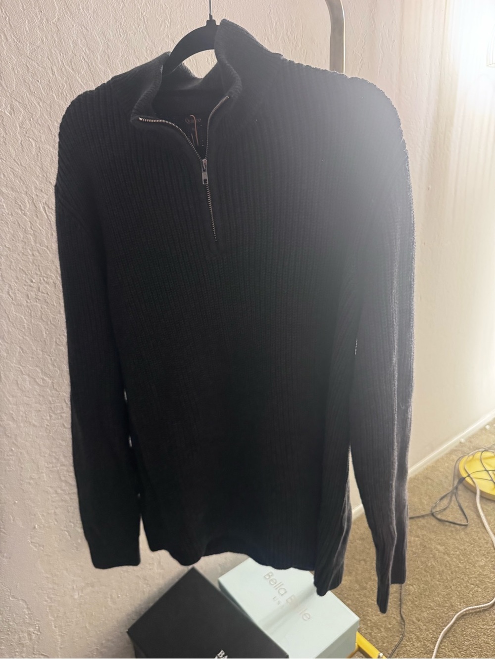 Quince Men's Zip-Front Ribbed Sweater - quarter zipped charcoal XL - Picture 6 of 6